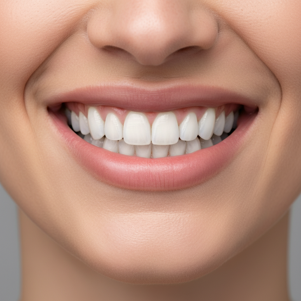 White teeth close-up